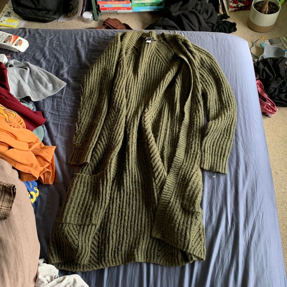 Green knit cardigan